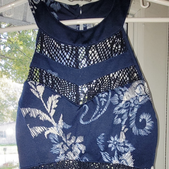 Emerald Sundae, size Small dress, Sleeveless dress, long dress, floral navy blue - Picture 2 of 7